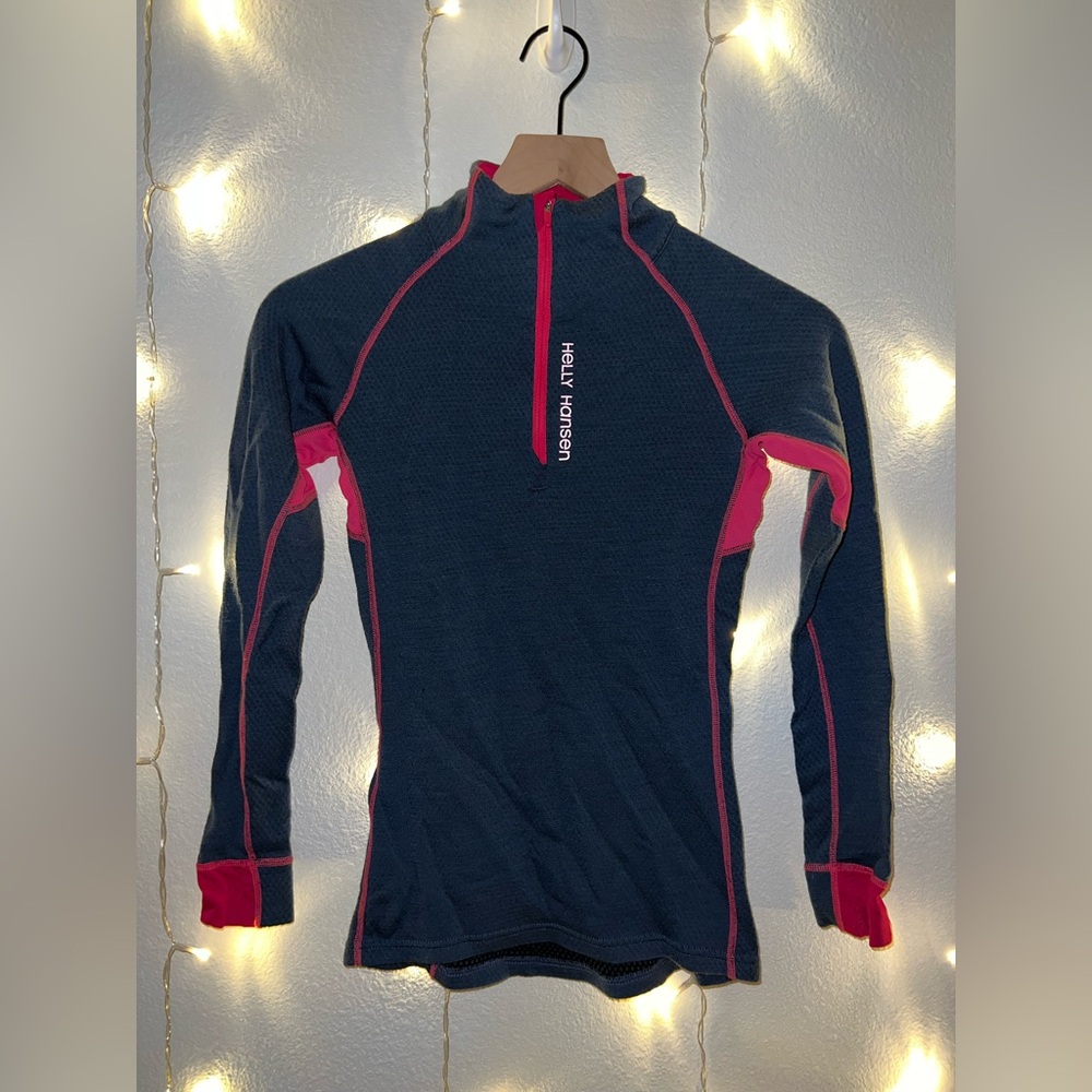 Helly Hansen Warm Flow High Neck 1/2 Zip | Women’s XS | Navy & Pink